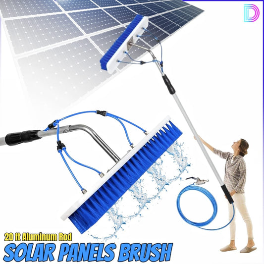 Solar Panel Cleaning Brush Kit Heavy-Duty Nylon Water Brush with PU Pipe & Aluminium Flexible Telescopic Pole